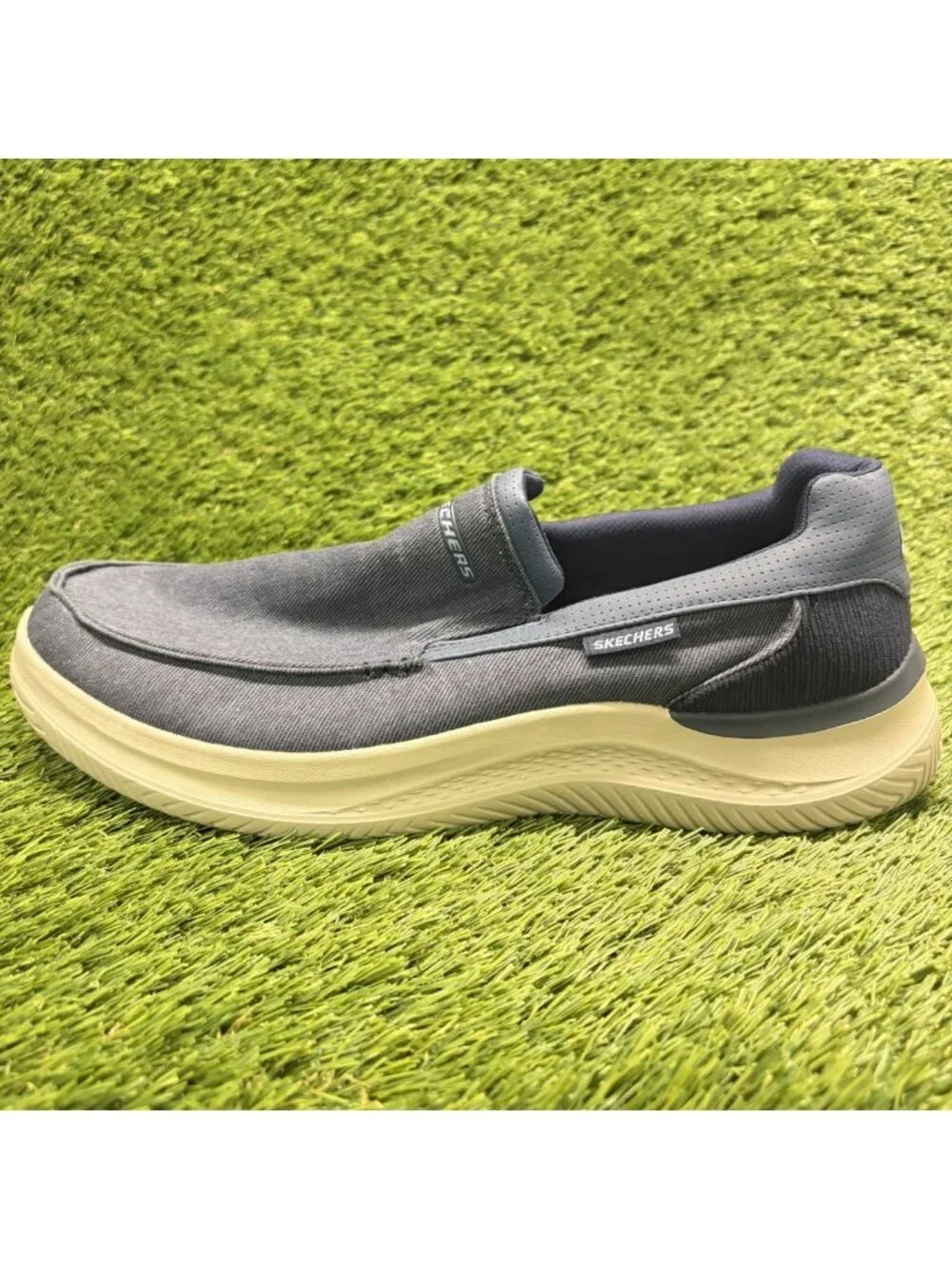 Skechers Hasting Fielden Mens Size 13 Blue White Casual Walking Slip-Ins Shoes